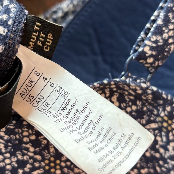 Nip Tuck 4 Multifit Cup Blue Printed Faux Wrap One Peice Swim Bathing Suit - Picture 6 of 9